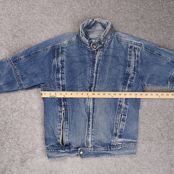 VTG 90s Nino Cerruti Medium Wash Small Blue Denim Long Sleeve Jean Jacket - Picture 4 of 10